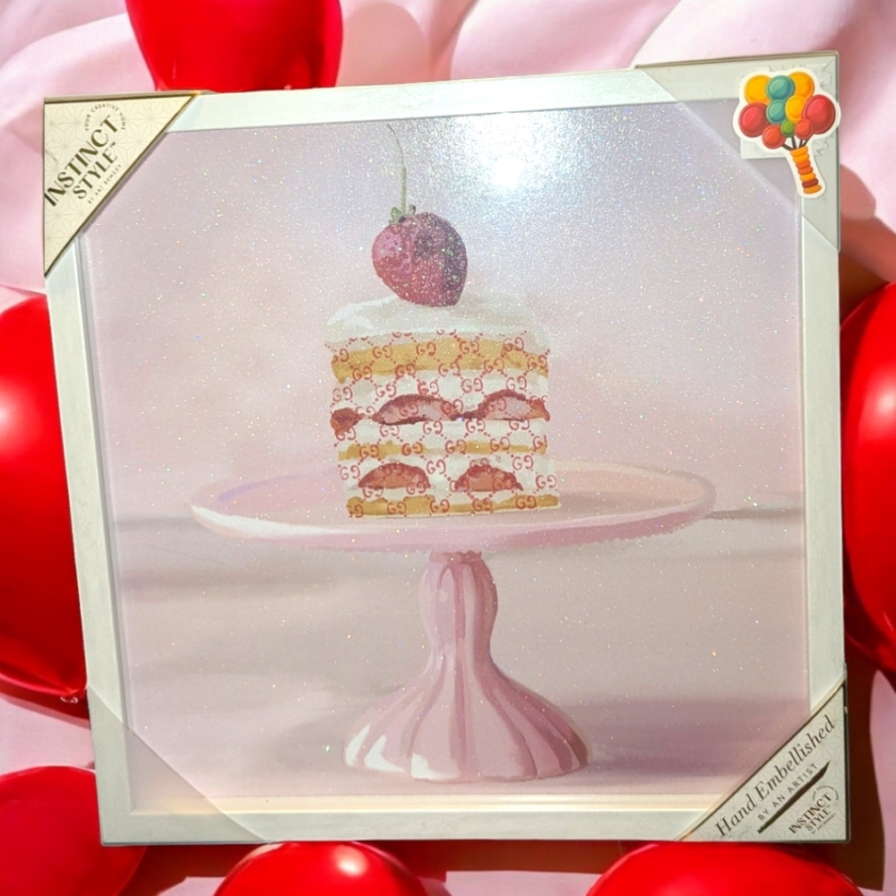 Pair of Fashion Cake Hand Embellished Framed Art by Instinct Style NWOT
